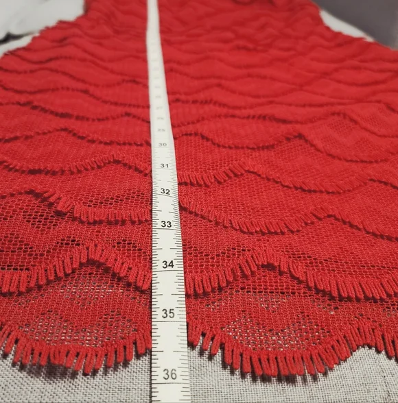GUESS Red Scalloped Crochet Lace Fringe Cocktail Dress – Size 12 - Picture 13 of 13
